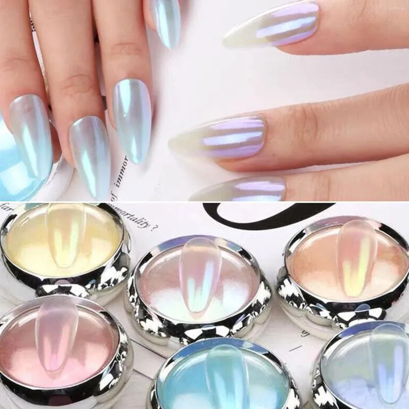 Nail Glitter Aurora Specchio Polvere Sfregamento Polvere Pigmento Cromo Iridescente Decorazioni Artistiche Olografiche Per Manicure