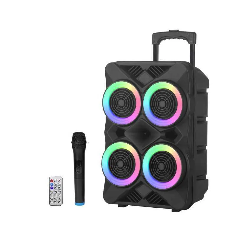 Haut-parleurs portables 4 pièces 65 pouces haut-parleurs grand haut-parleur Bluetooth extérieur portable colonne Boom Box avec lumière LED Fm TF USB Micphone R230227