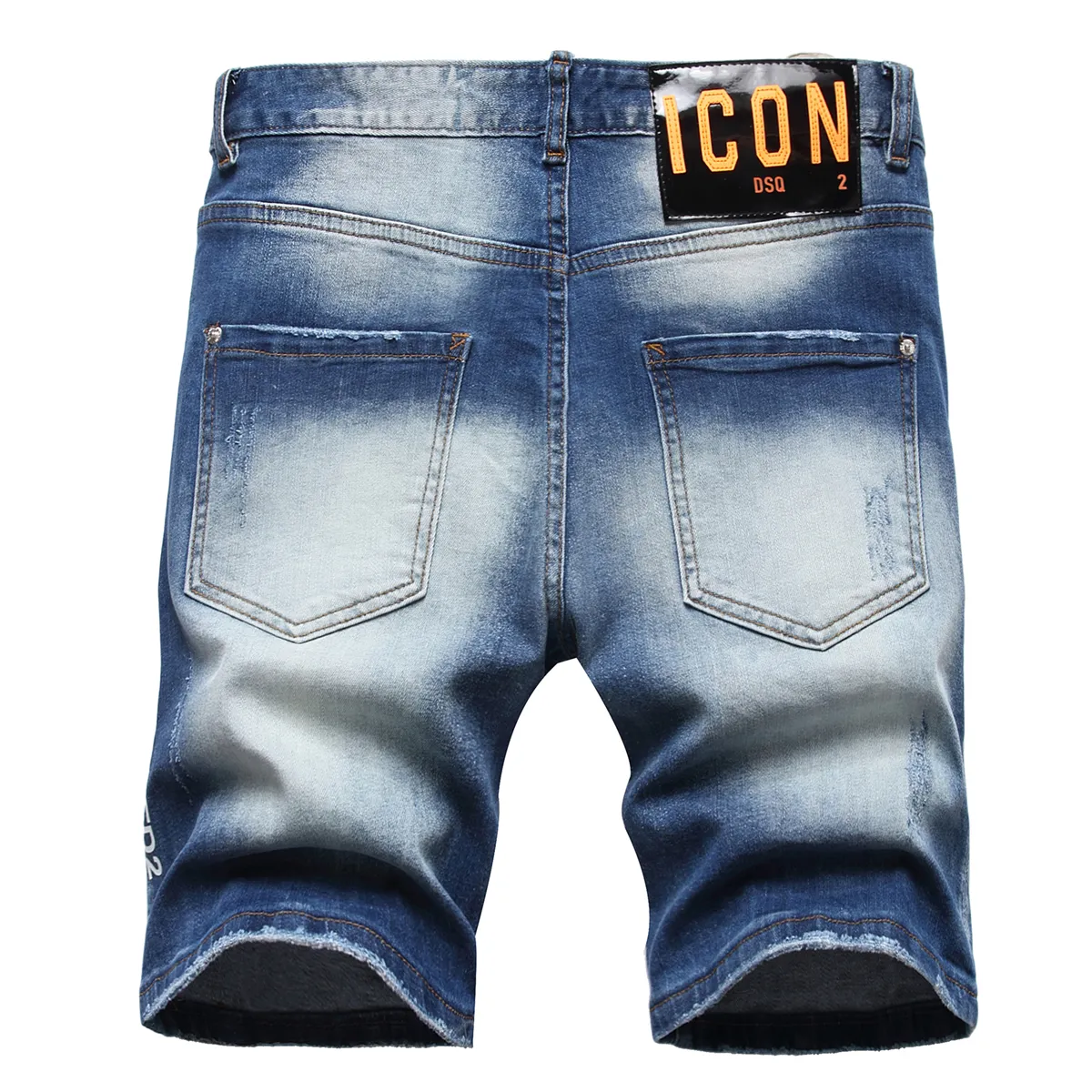 DSQ2 Cool Guy court hommes Jeans homme Hip Hop Rock Moto hommes Design déchiré en détresse Denim Biker bleu DSQ été Jeans court 1240R