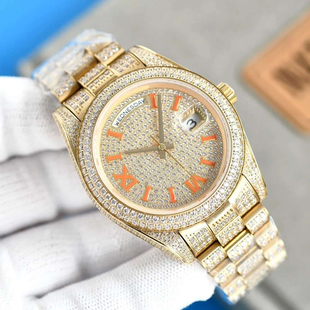 Orologio Full Diamond Orologio meccanico automatico da uomo Impermeabile 41 mm con acciaio zaffiro tempestato di diamanti Orologio da polso da donna Orologio da polso da lavoro Montre de Luxe