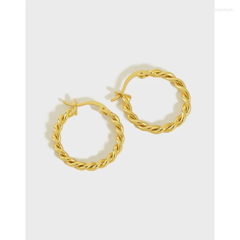 Hoop Earrings 18k Gold 20mm Authentic 925 Sterling Silver Mobius Double Rows Twist Big Circle Huggie Buckle JEWELRY C-EB054