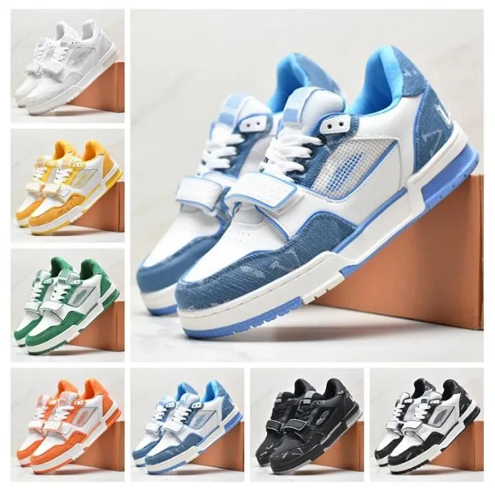 2023 nya Designer Trainer Sneaker Virgil Casual Skor Kalvskinn Läder Abloh Svart Vit Grön Röd Blå Läder Overlays Plattform Låga Sneakers Stl 36-45