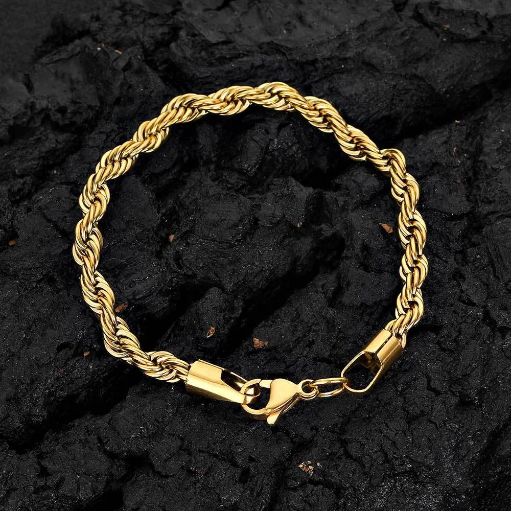 Chaîne de bijoux Chaînes de tennis Design pour hommes et femmes, chaîne hip hop, bracelet en acier, bracelet de luxe pour amoureux de la mode, chaîne de torsion de pâte frite, chaîne de boutons en or 18 carats