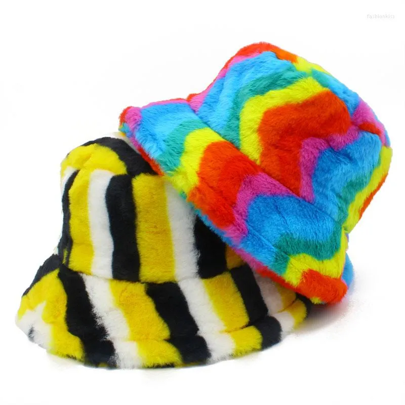 Berets Buckets Hat Tiger Prints Fauxe Fur Пушистые зима теплые шляпы шляпы рыбак