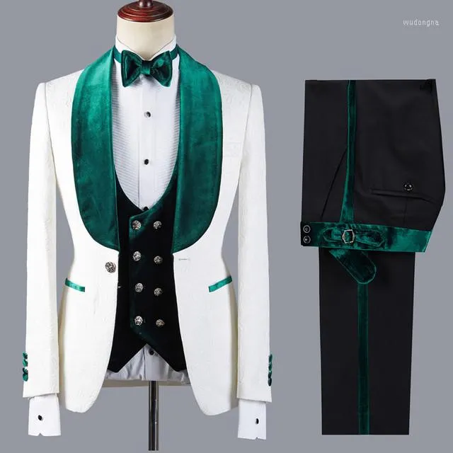 Мужские костюмы 2023 EST Pattern Men Green Velvet Shaw