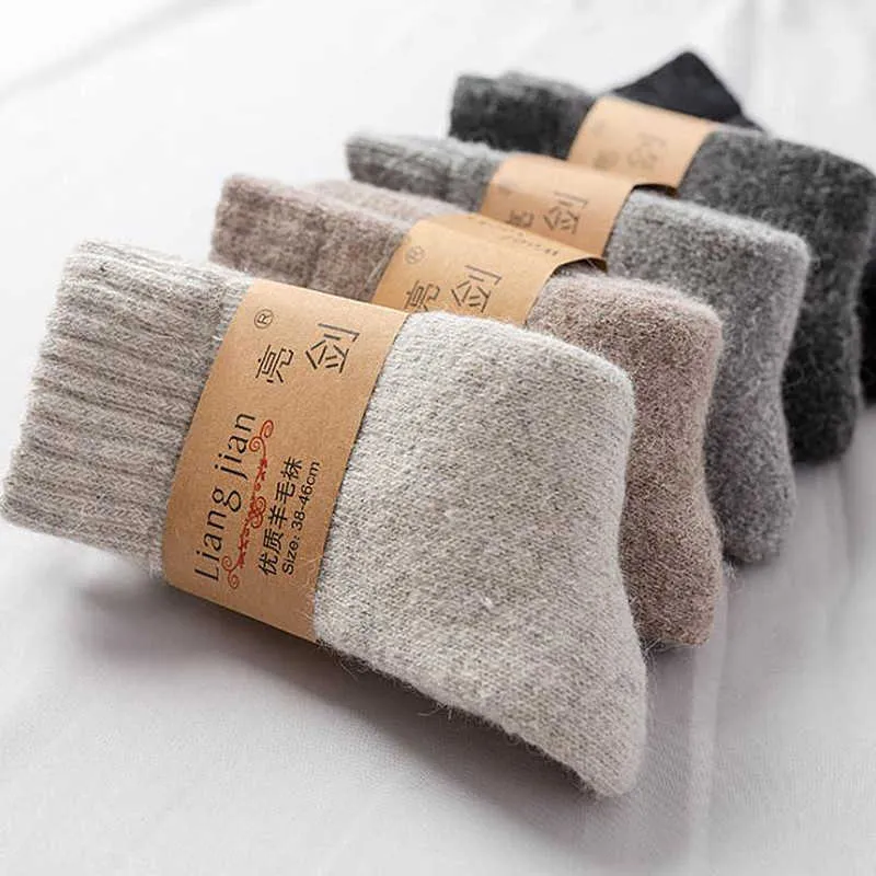 Chaussettes pour hommes Chaussettes Hommes Super Épais Solide Chaussette Laine Mérinos Lapin Chaussettes Contre La Neige Froide Russie Hiver Chaud Drôle Heureux Homme Chaussette Z0227