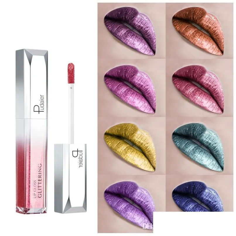 Läppglans pudaier 18 färger ton kosmetisk pigment glasyr glitter vattentät långlastande flytande läppstift naken makeup drop leverans heal dhlca