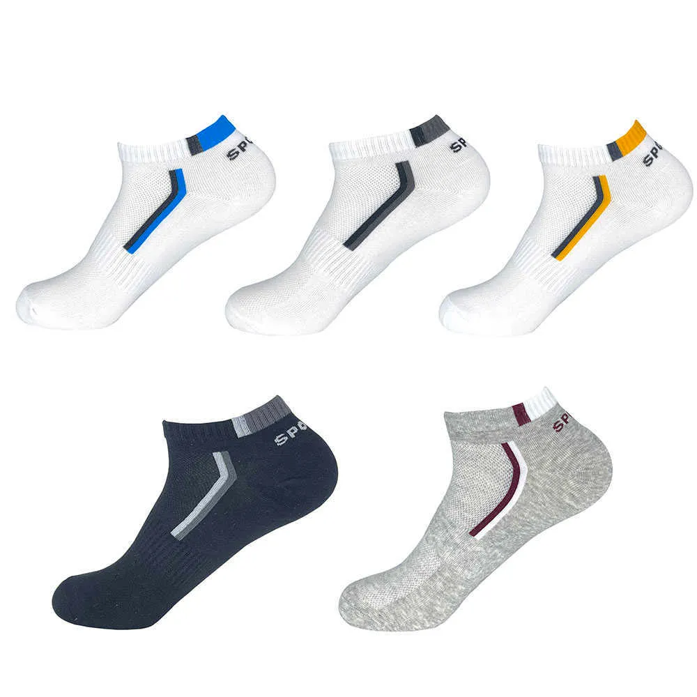 Chaussettes pour hommes 5 Pairslot Hommes Chaussettes Mesh Respirant Chaussettes Décontractées Courtes Chaussettes De Sport En Coton D'été Chaussettes Cheville Ensemble Meias grande taille 45 46 47 48 Z0227