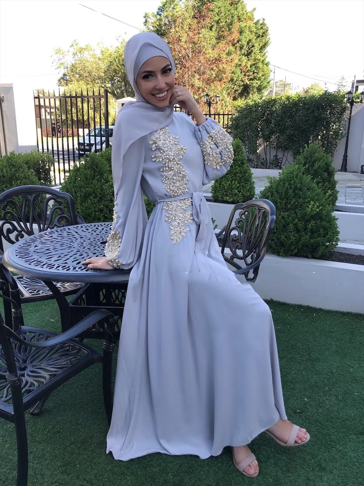Muslim Evening Dresses Long Sleeves Islamic Dubai Kaftan Saudi Arabic  Purple Satin Muslim Evening D Long Evening Dress 2023 - AliExpress