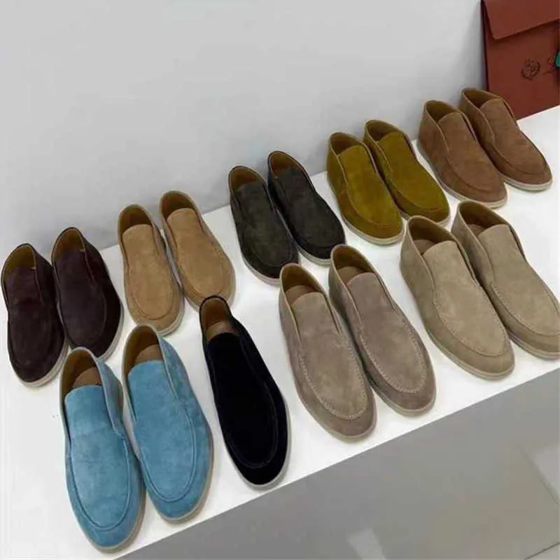 Designer de fábrica de sapatos Loropiana piana de camurça ovelha de ovelha sapatos de loafer masculino de sapatos de solteiro confortável
