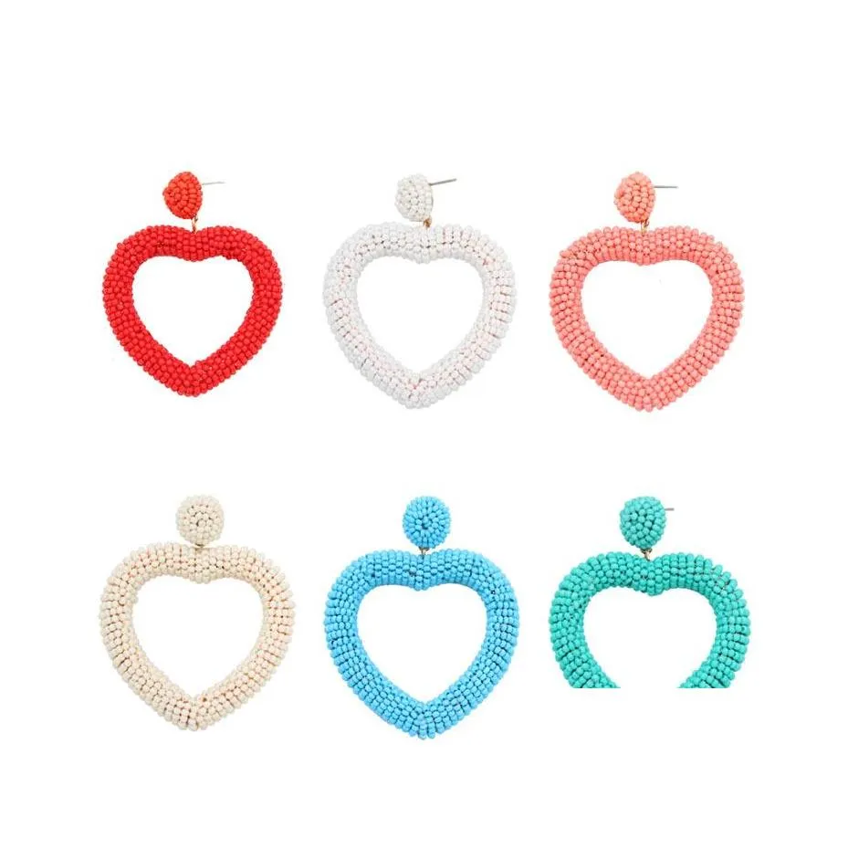 voiture dvr Charme Boucles D'oreilles Européennes Et Américaines Bijoux À La Main Amour Perles De Riz Enroulement En Forme De Coeur Sauvage Demoiselle D'honneur Mariage Drop Delivery Dhoyi