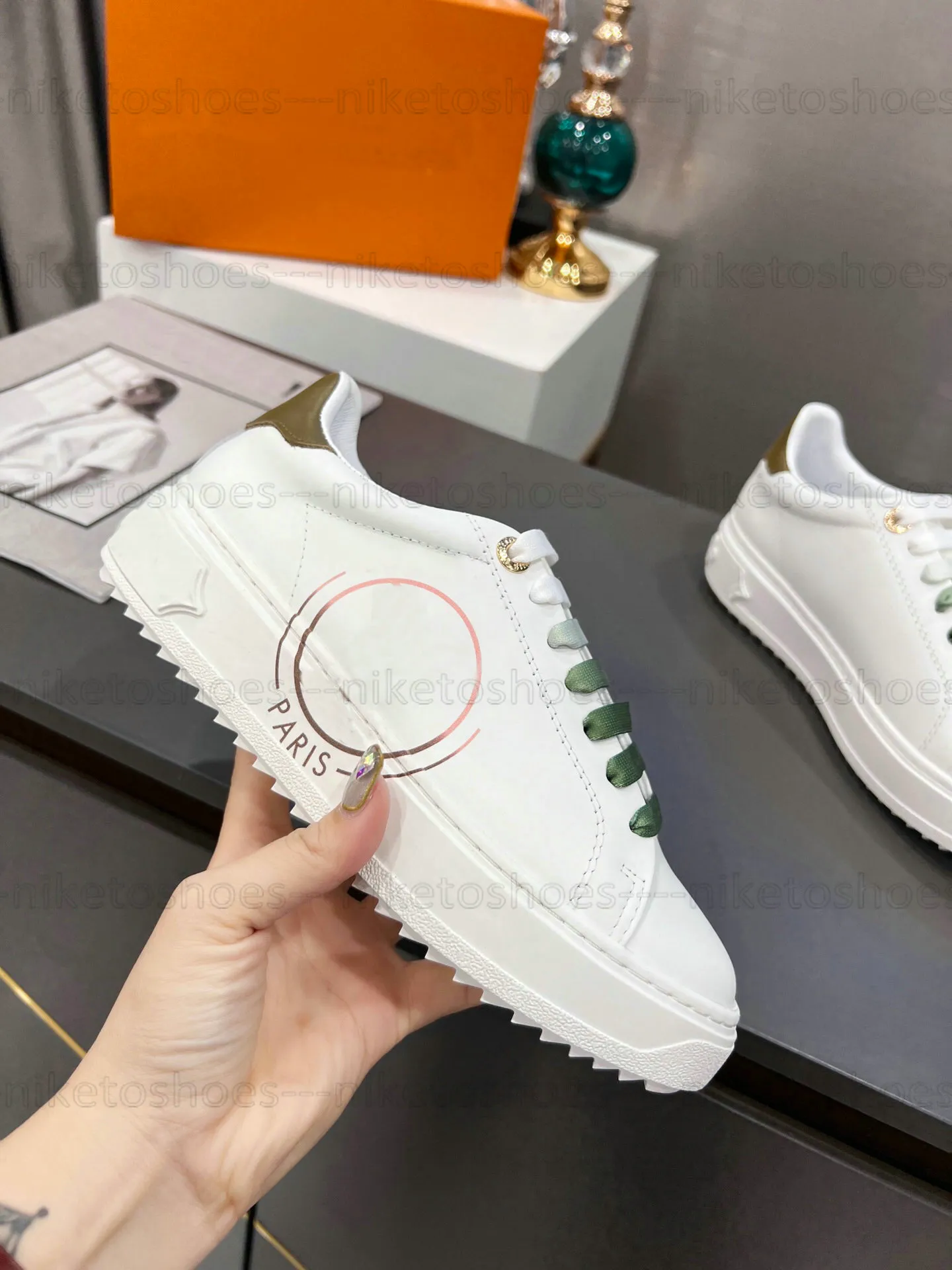 Kaki groene sneakers dames sale