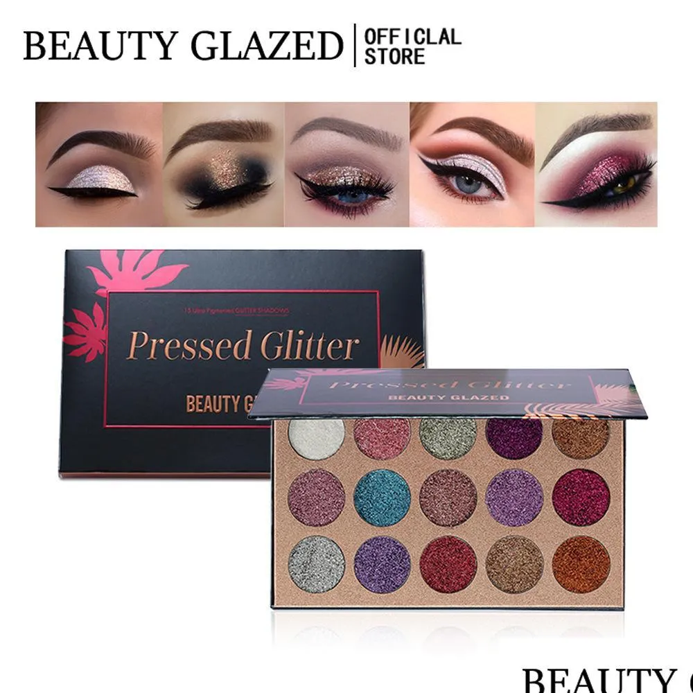 Lidschatten New Pressed Glitter Beauty Glasierte 15-Farben-Pailletten-Palette Lidschatten-Highlighter Shimmer Makeup Rop Delivery Health Eyes Dhra5