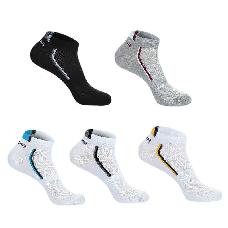 Herrensocken, 10 Stück, 5 Paar, Lot, dünne, atmungsaktive Sport-Mesh-Bootssocken, schweißabsorbierende, atmungsaktive Deodorant-Kurzröhren-Sportsocken Z0227