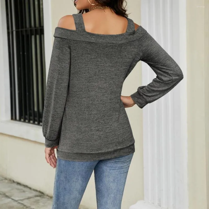 Camicette da donna T-shirt camicetta alla moda colore puro donna primavera top maniche lunghe pullover abbigliamento da donna