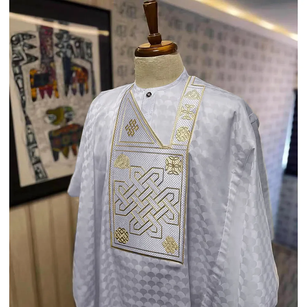 H D African Bazin Riche Outfits Ankara Dashiki Men Agbada Boubou Set Wedding Party Clothing 230227 4 898 DHgate