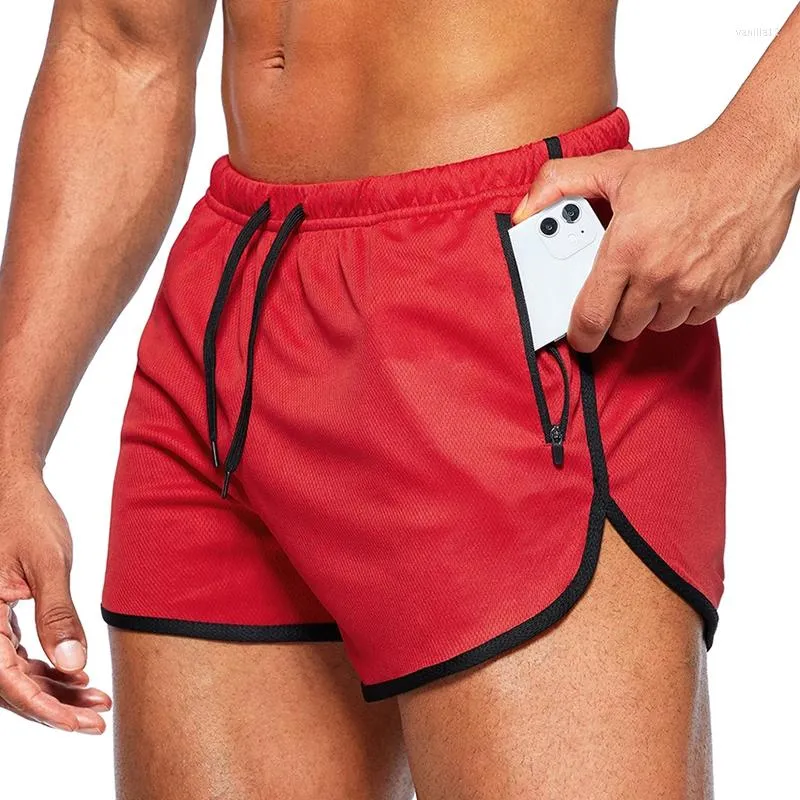 Running Shorts Men's Gym Mens Sports Sportswear Zipper Pocket 3 Inch Training Jogging Workout Short Pants