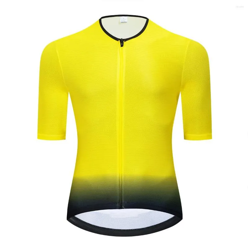 Vestes de course 2023 jaune décoloration Aero cyclisme Jersey équipe formation personnalisé vêtements de vélo séchage rapide Maillot vtt vêtements