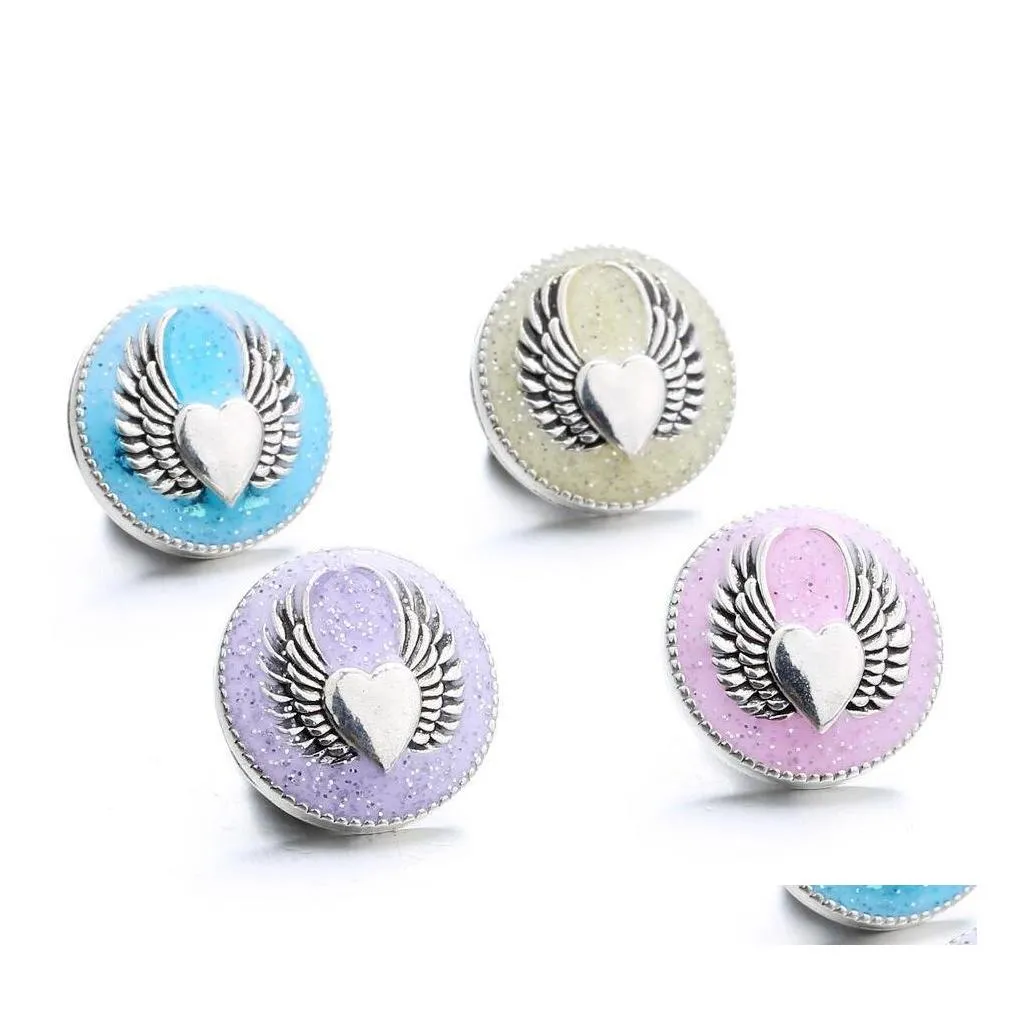 car dvr Clasps Hooks Noosa Snap Jewelry Angel Fly Wngs Button Fit 18Mm Bracelet Necklace Drop Delivery Findings Components Dhgfj