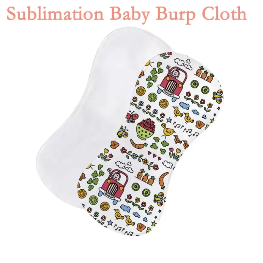 Sublimação Burp Pano Basken Bed Polyester Tootes recém -nascidos Transferência de calor Impressão Roupas de abate em branco para toalhas de algodão DIY I0224