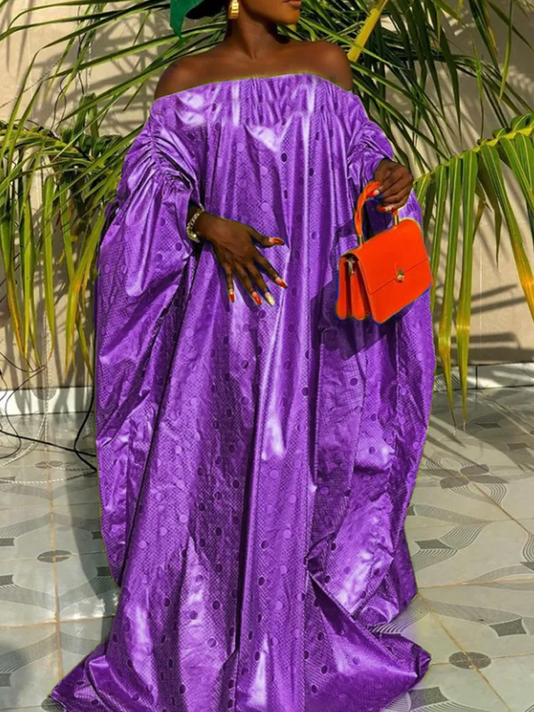 Colorful Ethnic Bazin Long Dresses for Women for Nigerian Weddings - B4 Ankara Style