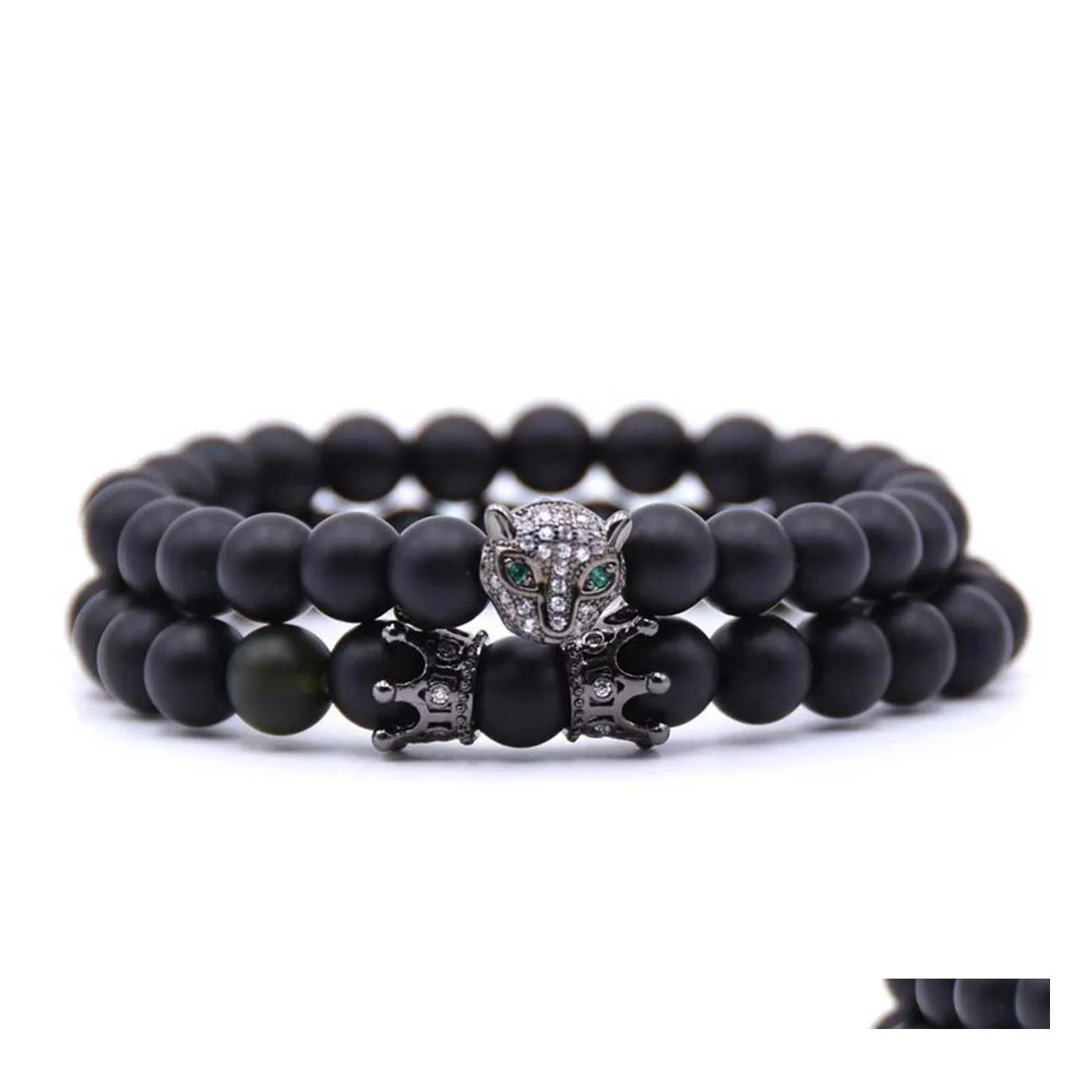 Auto DVR kralen strengen 10 stc/set groothandel kroonarmband sets zwarte matte mala steen voor mannen handgemaakte aangepaste sieraden drop levering beha dhecy