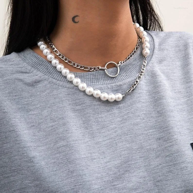 Choker Imitation Perlen Legierung Kette Halskette Für Frauen Doppel Schlüsselbein Ketten Kurze Halsketten Weibliche 2023 Mode Schmuck