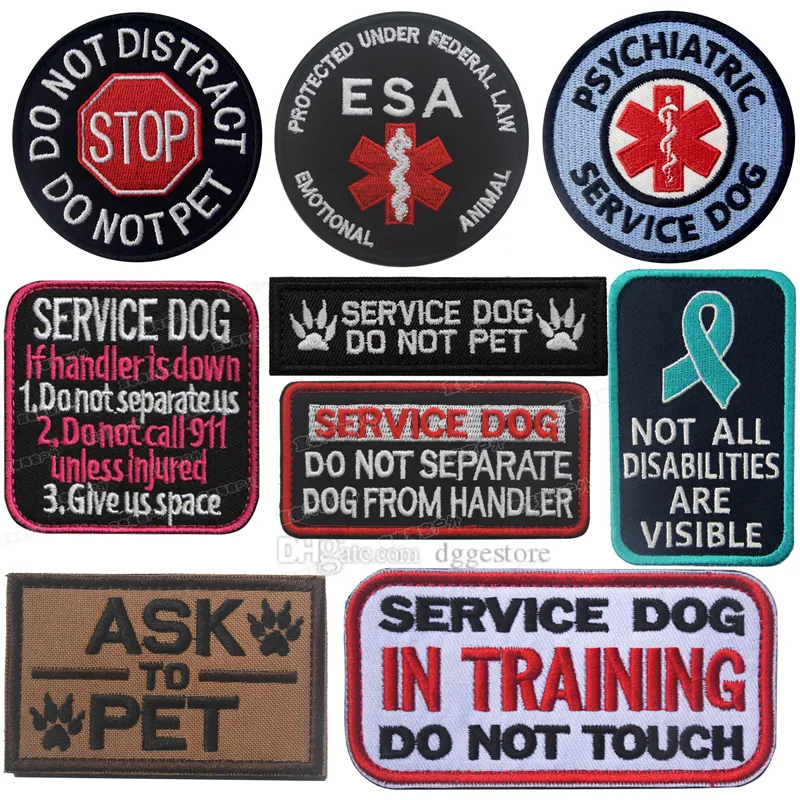 Patch de cães de serviço Peda para pet Patch Removable Dog Colet Patches Borderyer Tactical Patches com gancho e loop American Flag Dog Patches para colarinho de cães colarinho A530