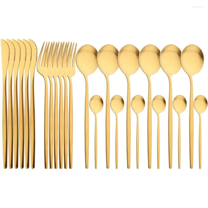 Учетные наборы посуды 24шт золотой набор матовой посуды Дом Высококачественный приготовление столовых решетки.