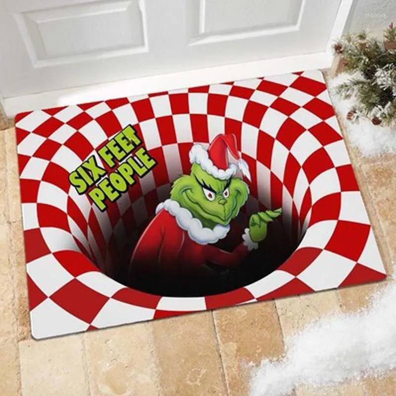 Carpets Doormat Entrance Door Fear Print Rug Halloween Pattern Black And White Trap Christmas Kitchen