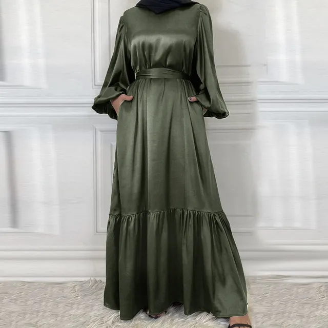 chinese dress ladies Fleece Muslim Dress Women Kaftan Dubai Maxi Robe Abaya Dresses Islamic  Turkey Arabic Dress Blue S at Amazon Women's Clothing store main image 0