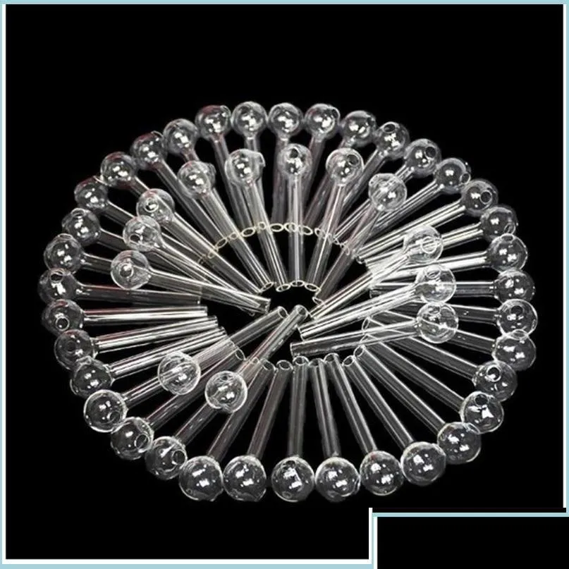 Smoking Pipes 10Cm 12Cm High Quality Glass Clear Oil Burner Tube Pyrex Hand Water Pipe Nail Tips 6054 Q2 Drop Del Dd