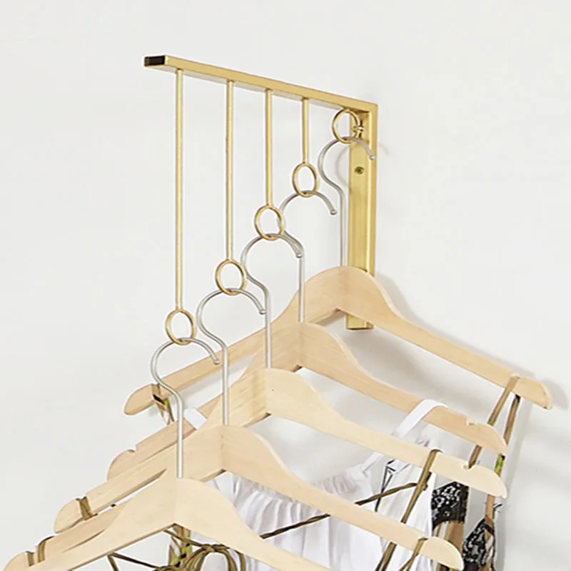 Hangers Racks Gold Clothing Selling Store Hangers Display Rack Iron Art Shelf Wall Hook Garment Show Save Space Cloakroom Underwear Organizer 230227