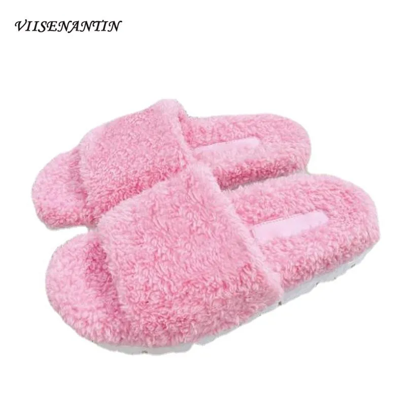 Slippers Lamb's Wool Flat Lazy 2023 Autumn and Winter Women Ouder Wear Trend Trend Discal Shice-Soled Furry Shoes