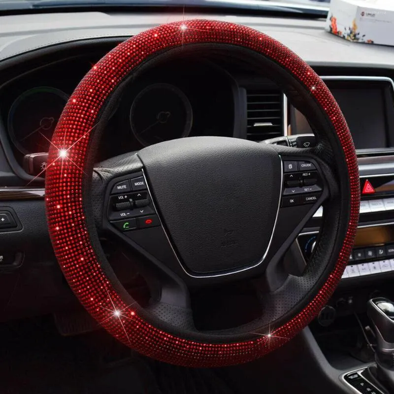 Steering Wheel Covers 38CM Car Cover With Rhinestones Sparkling Suv Protector Vehicle Auto Decoration Accessories