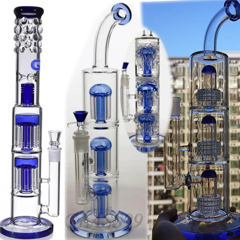 BIG Straight Hookahs Glass Bongs with Arm Tree Percs Matrix Percolator Water Pipe Boro Dab Rigs Thick Smoking with 18mm Joint