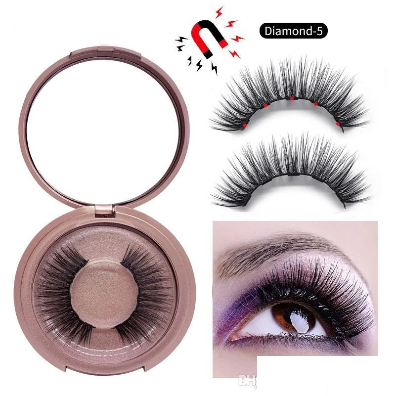 Falska ögonfransar 5 magnet med magneter handgjorda naturliga magnet fransar måste använda eyeliner droppleverans hälsa skönhet makeup ögon dh8m6