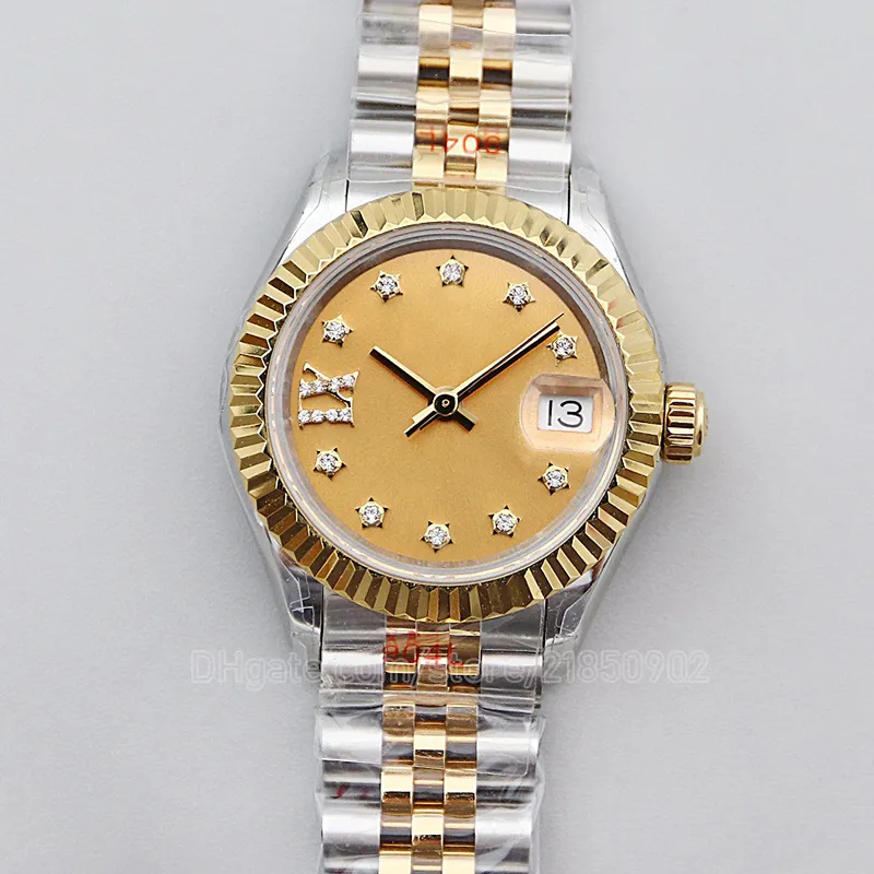 Relógio feminino 28mm relógios femininos mostrador roxo nh05 movimento rosa rosa ouro jubileu pulseira aço inoxidável datejust escritório la2625