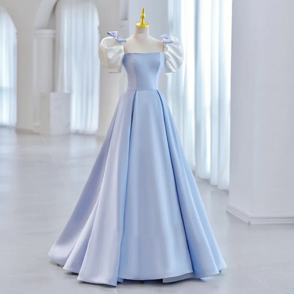 Light blue satin deals gown