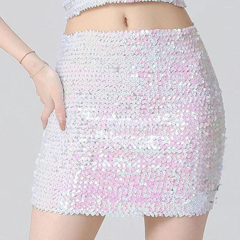 Skirts Bling Sequined 35cm Length Streetwear Bottoms Stage Performance Party Night Club Wear For Women