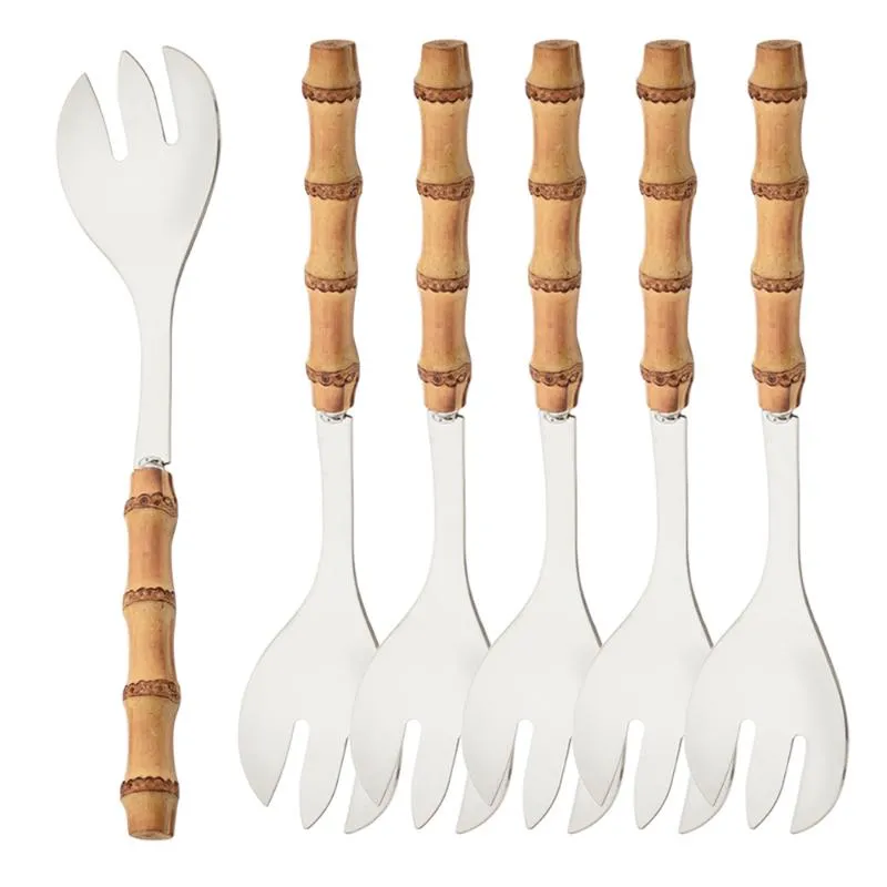 Juego Utensilios de Cocina Porcelana Blanca y Bambú