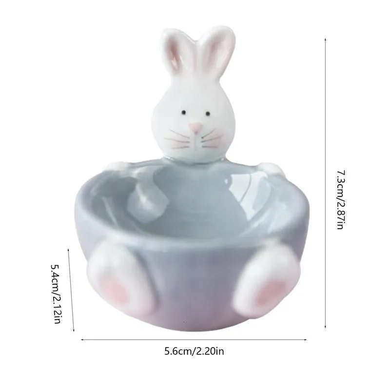 Coquetier En Céramique Lapin - Porte-œufs De Pâques - 8,5x7 Cm - Idéal Petit-déjeuner, Brunch, Décoration