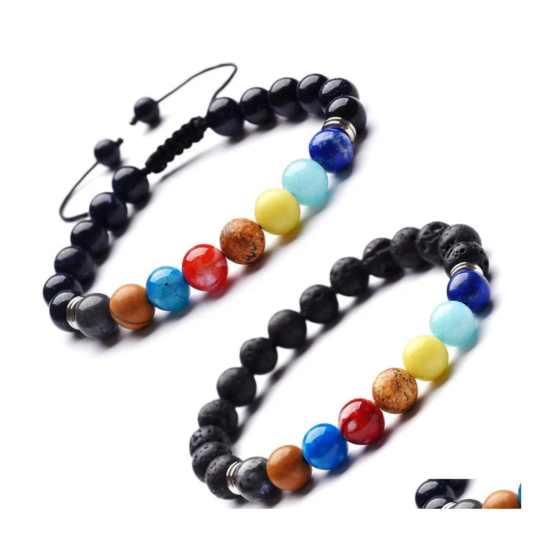 CARRO DVR DVR FILHOS DE MAIS 10PC/SET 7 CHAKRA CURCELETE PULHERELTA DE LAVA AJUSTÁVEL Difusor Moda Handmade Drop Drop Drip Bracelets DHWWN