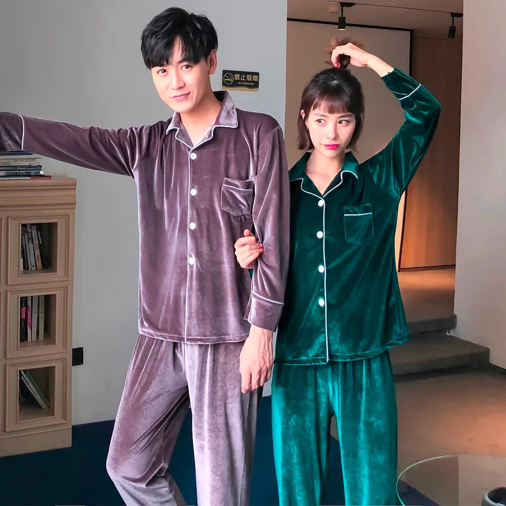 Dames slaapkleding nieuwigheid Velour vrouwen pyjama's set 2pcs mannen fluwelen slaapkleding pak casual loungewear paar pyjama's intieme lingerie 230227