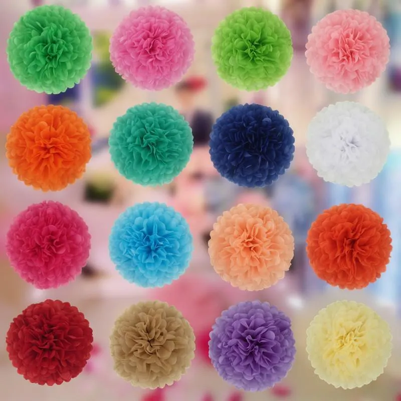 Flores decorativas grinaldas 5pcs 10 polegadas (25cm) papel de lenço de papel Pom Pom Poms de casamento de aniversário decoração de casa artificial Fake Farmhouse