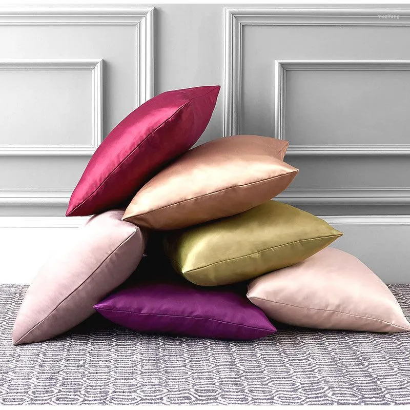 Kudde modern satin siden fasta täcker ljusa enkla godisfärgkuddar soffa soffa kast täcke hem dekorativa s