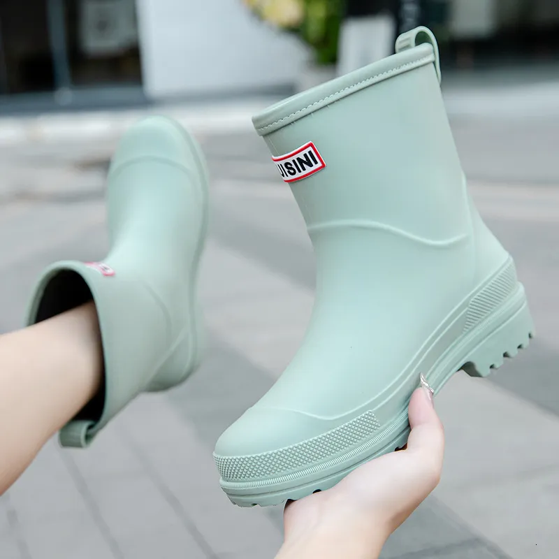 Rain Boots Women Rain Boots Waterproof Non Slip Mid Tube Boots Pvc