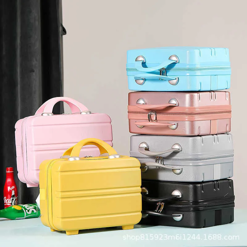 Cosmetic Organizer Dome Cameras 14 Inch Candy Color Small Makeup Tool Box Portable Student Travel Suitcase Japanese Simple Luggage Y2302