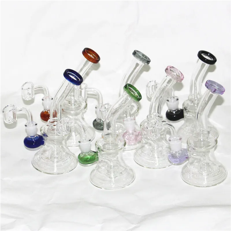 NIEUWE 7.4 "Hookahs Glass Bongs Beaker Water Pipe Dab Rigs Oil Bubbler Bong met 14 mm glazen kom 4 mm kwarts banger dabbergereedschap