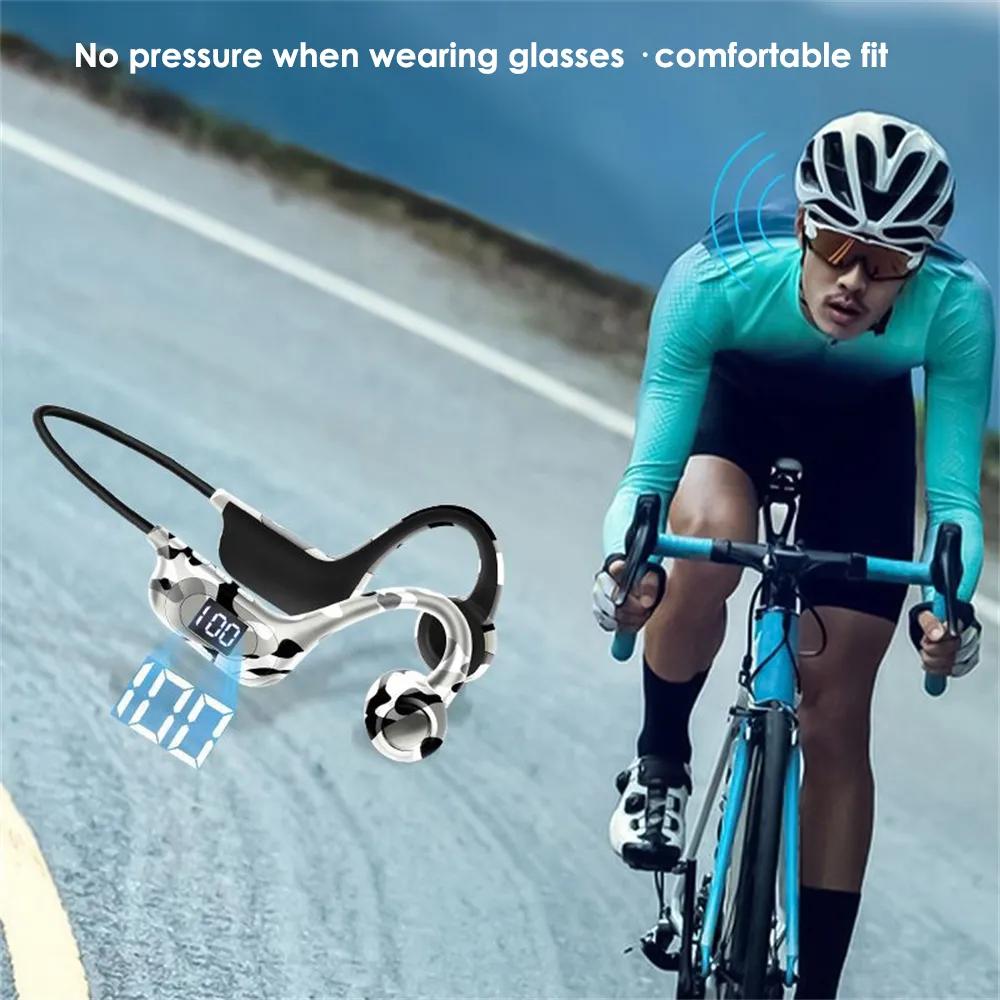 Bone Conduction Fone Bluetooth Earphones Wireless Headphones LED Ear Hook Air Pro Earbuds Wireless Bluetooth Sports Headset Support TF Card